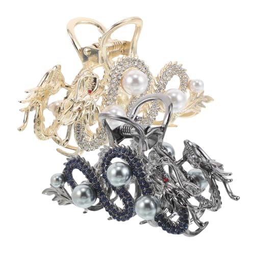 HAMPPLIES 2 Teiliges Dragon Hair Claw Clip Große Metall-haarspangen mit Starkem Griff Chinesisches Design in Blau und Gold Stilvolle Haarklammern für Damen Vielseitiges Styling für von HAMPPLIES