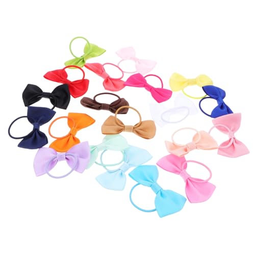 HAMPPLIES 20 Stück Bunte Haargummis mit Schleife für Mädchen Elastische Ponytail Halter Weiche Junge Mädchen Haarbänder Festhaltend und Dekorativ für Weihnachts und Alltagsfrisuren von HAMPPLIES