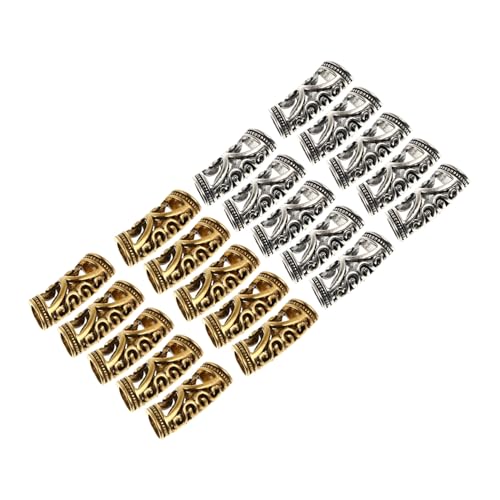 HAMPPLIES 20 Stück Teiliges Dreadlock Ringe Dread Beads Haar Manschetten für Zöpfe und Dreadlocks in Antik Silber und Gold Leichtes Dekoratives Haarschmuck Zubehör für Frauen und Mädchen von HAMPPLIES