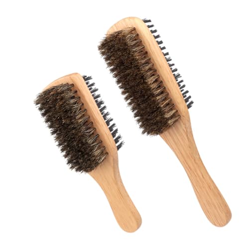 HAMPPLIES 2 Stücke Wildschweinborsten Haarbürste Doppelseitige Bürste für Männer Haarbürste für Dünnes Haar Pflege für Bart und Kopfhaut und Langlebig von HAMPPLIES