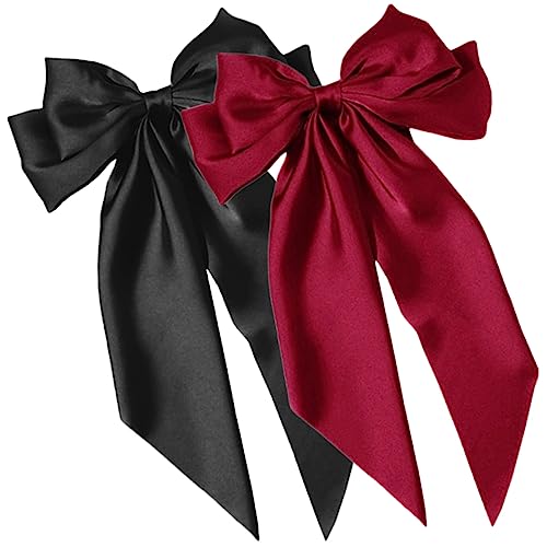 HAMPPLIES 2stücke Große Haarschleifen Für Mädchen Und Frauen Rote Haarband Mit Clip Haaraccessoires Für Teenager Langlebige Bogen Haarnadel Einfach Zu Tragen Im Alltag von HAMPPLIES