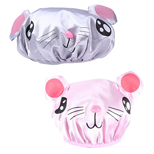 HAMPPLIES 2stücke Junge Mädchen Duschhaube Cartoon Duschhut Für Mädchen Jungen Badekappe Haare Schützen Bad Hut Kopf Abdeckung Tragbar Dusche Hut von HAMPPLIES