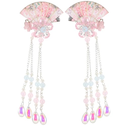 HAMPPLIES 2stücke Quasten Haarspangen Mit Blumen Und Fächer-design Elegante Haarschmuck Für Damen Für Hochzeiten Partys Und Alltagsmode von HAMPPLIES