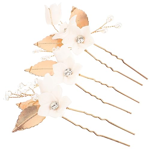 HAMPPLIES 3 Stck Braut Haarnadeln aus U Förmige Haarspangen mit Weißen Blumen Eleganter Haarschmuck für Hochzeiten und Besondere Anlässe von HAMPPLIES