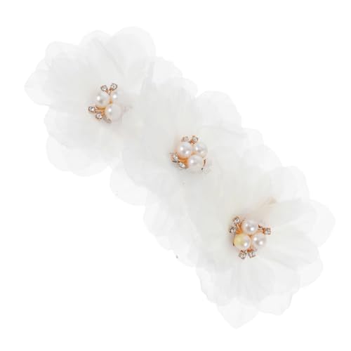 HAMPPLIES 3 Stück Blumen Haarklammern Set Faltbare Haarspangen für Mädchen und für Partys Hochzeiten und Besondere Anlässe Haaraccessoires Beige von HAMPPLIES