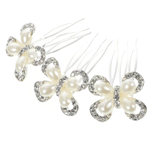 HAMPPLIES 3 Stück Brauthaarkämme mit Perlen und Strasssteinen Dekorativer Haarschmuck für Frauen Leichter Haarkamm aus Langlebiger Legierung Funkelnde Hochzeit Haarkämme für Bräute und von HAMPPLIES