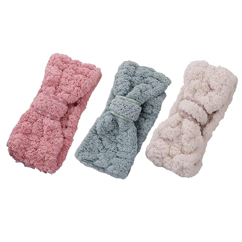HAMPPLIES 3 Stück Fleece Stirnbänder mit Schleife Elastisch Atmungsaktiv für Sport Make Up Gesichtswäsche Spa Damen Einheitsgröße Farblich Sortiert Zufällige Farbe Zufällige Farbe von HAMPPLIES