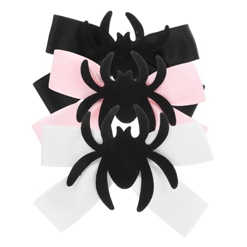 HAMPPLIES 3 Stück Halloween Haarclips Spinnen Schleifen Haarklammern für Damen Mädchen Party Cosplay Spooky Haarschmuck für Festliche Looks in Dunkel Rosa von HAMPPLIES