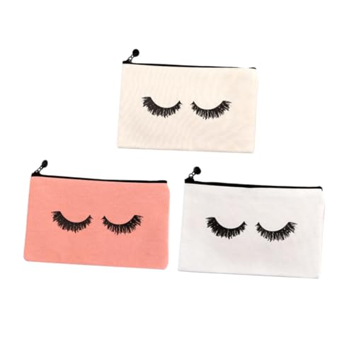 HAMPPLIES 3 Stück Kosmetiktaschen aus Segeltuch Wasserabweisend Multifunktional mit Großer Kapazität Praktische Reise Waschbeutel für Damen Make Up und Toilettenartikel in Weiß Beige Rosa von HAMPPLIES