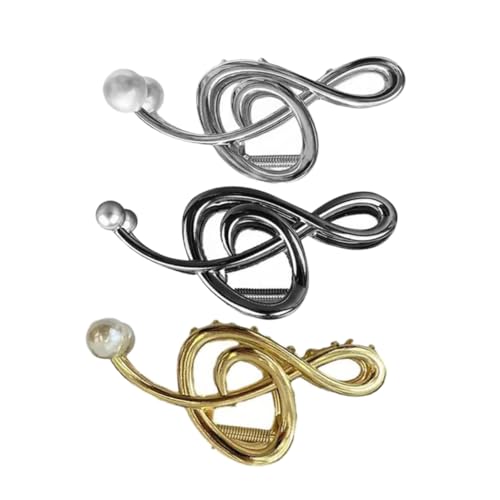 HAMPPLIES 3 Stück Metall Haarclips mit Musiknoten und Künstlichen Perlen Stabile Haarklammern für Damen Modische Accessoires für Langes oder Lockiges Haar Geeignet für Alltag und Party von HAMPPLIES