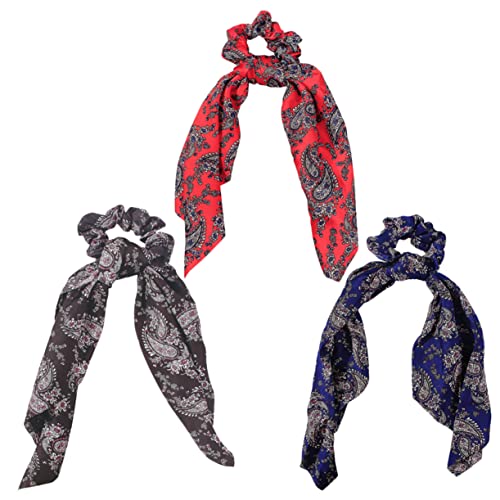 HAMPPLIES 3stücke Haargummi-schal Chiffon-haarringe Haargummis Haarseil Mit Langem Für Frauen Und Mädchen Einfach Zu Tragen Passt Zu Verschiedenen Outfits Für Alltag von HAMPPLIES