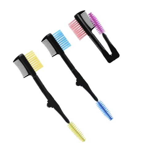 HAMPPLIES 3 Stück Teiliges Faltbarer Doppelseitiger Augenbrauenkamm und Wimpernkamm mit Griff Praktische Faltdesign Kosmetikbürste in Gelb Rot Blau Tragbar für Damen und Mädchen von HAMPPLIES