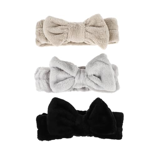 HAMPPLIES 3 Stück Teiliges Fleece Haarband mit Elastischem Bowknot Design Weiche Make Up Stirnbänder für Frauen und Mädchen zum Waschen Spa Kosmetik und Gesichtsmaske Langlebig und von HAMPPLIES