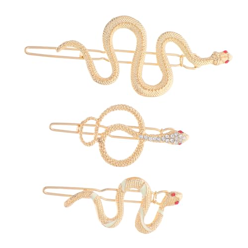 HAMPPLIES 3 Stück Teiliges Goldene Metall Haarspangen Schlangenform Modischer Haarschmuck für Frauen und Mädchen Langlebig Einfaches Design für Partys und Besondere Anlässe von HAMPPLIES
