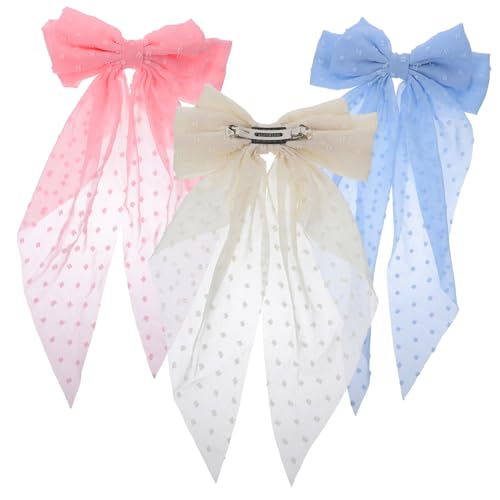 HAMPPLIES 3 Stück Teiliges Große Haarklammern mit Schleifen für Damen Leichte Bequeme Haarspangen für Vielseitige Frisuren Geeignet für Geburtstage Hochzeiten und Besondere Anlässe von HAMPPLIES