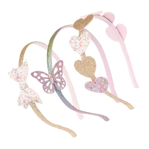 HAMPPLIES 3 Stück Teiliges Haarband mit Glitzer Herz und Schleife Elastische Stirnbänder für Junge Mädchen Dekorative Kopfbedeckung für Party Valentinstag und Alltag Weiche Haarschmuck von HAMPPLIES