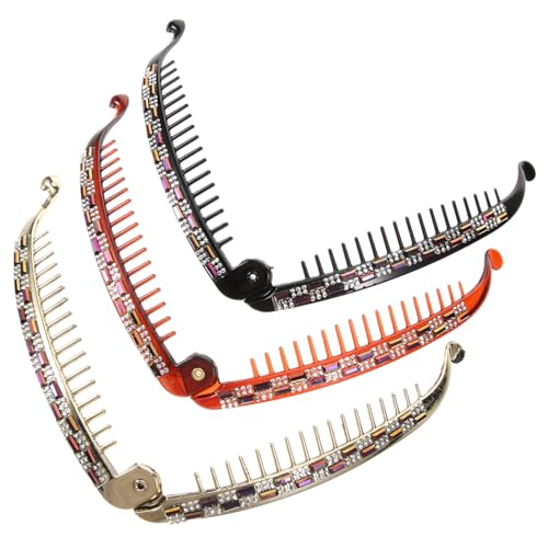 HAMPPLIES 3 Stück Teiliges Haarklammer mit Glitzer Fischförmige Haarklammern in Schwarz Kaffee und Gold Rutschfest Langlebig Modisch für Damen und Mädchen für Ponytail und Alltagsfrisuren von HAMPPLIES