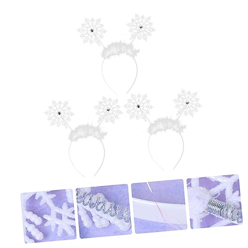 HAMPPLIES 3 Stück Teiliges Haarreif Schneeflocken Stirnband Haarschmuck für Mädchen Weihnachtsfest Party Accessoire Süß Elegant Komfortabel von HAMPPLIES