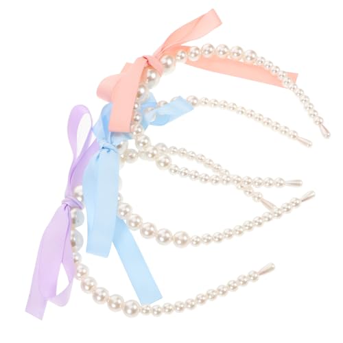 HAMPPLIES 3 Stück Teiliges Haarschmuck Perlen und Schleifen Stilvolle und Leichte Haarbänder aus Hochwertigem Band für Mädchen und Frauen Komfortabel für Alltag und Festliche Anlässe von HAMPPLIES