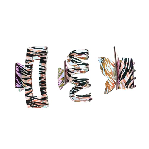 HAMPPLIES 3 Stück Teiliges Haarspangen mit Zebra Muster Acryl Haarklammern Geometrisches Design Geeignet für Langes und Dickes Haar Komfortabel Modischer Haarschmuck für Frauen und Mädchen von HAMPPLIES