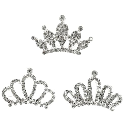 HAMPPLIES 3 Stück Teiliges Kleine Tiara Haarkamm mit Strasssteinen Kindgerechter Langlebiger Haarschmuck für Mädchen Geeignet für Geburtstag Weihnachten Fotografie und Festlichkeiten von HAMPPLIES