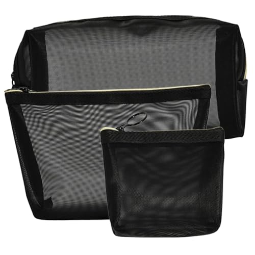 HAMPPLIES 3 Stück Teiliges Kosmetiktaschen aus Strapazierfähigem Netzstoff Transparente Wasserabweisende Reise Organizer für Make Up und Toilettenartikel Kompakt und Langlebig für Damen und von HAMPPLIES