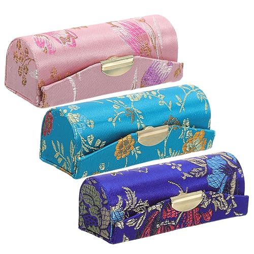HAMPPLIES 3stücke Lippenstifthalter Für Damen Lippenstiftetui Make-up Reise Organizer Mit Chinesischem Muster Zum Aufbewahren Von Lippenstift Schlüsseln Und Münzen Tragbar Für Handtasche von HAMPPLIES