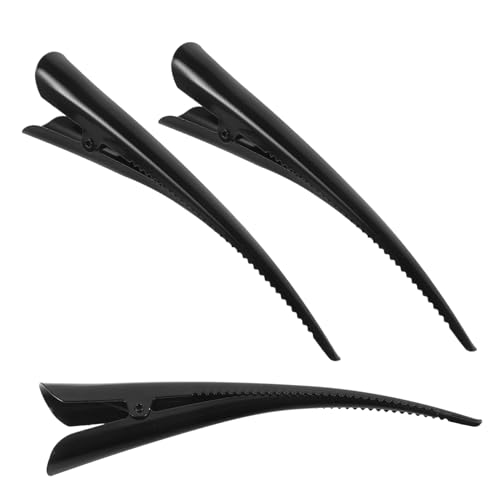 HAMPPLIES 3 Stück Teiliges Metall Haarspangen Entenschnabel Klemmen für Damen Schwarz Langlebig Rutschfest zum Styling und Fixieren von Dünnem und Dickem Haar von HAMPPLIES