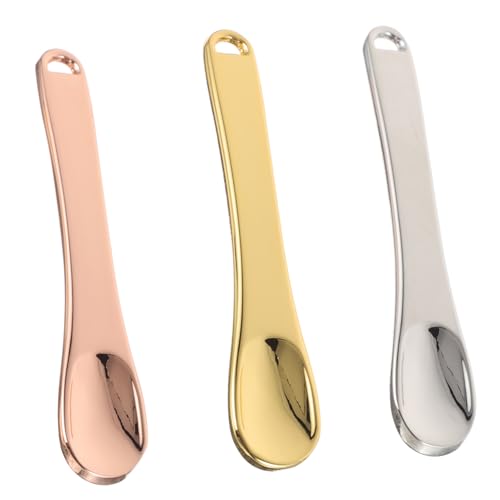 HAMPPLIES 3 Stück Teiliges Metall Kosmetikspatel Mini Spatel Makeup Scoop Löffel für Gesichtspflege Augencreme Lotionen Hygienisch Präzise Dosierung Langlebig in Gold Silber Roségold von HAMPPLIES