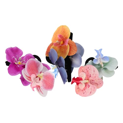 HAMPPLIES 3 Stück Teiliges Orchideen Haarclips aus Leichtem Kunststoff Realistisches Phalaenopsis Design Tropische Haarklammern mit Festsitz für Frauen und Mädchen für Sommerferien von HAMPPLIES