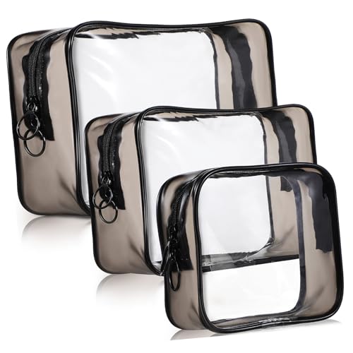 HAMPPLIES 3 Stück Teiliges Reise Kosmetiktaschen Transparent Langlebig und Tragbar Effektiver Organizer für Make Up Kulturbeutel für Damen und Herren für Geschäftsreisen Camping und Alltag von HAMPPLIES