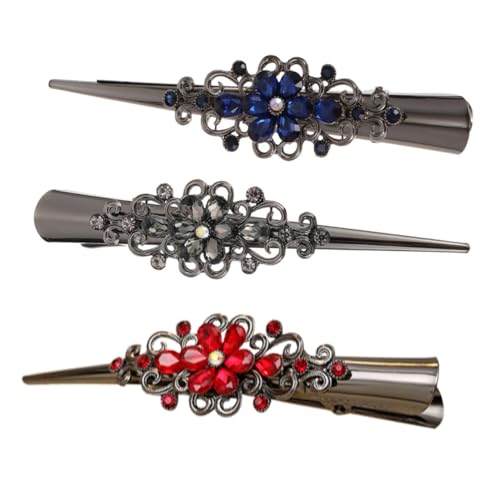 HAMPPLIES 3 Stück Teiliges Retro Haarklammer Große Metallische Entenschnabel Clips Rutschfeste Haarschmuck Damen Geeignet für Dickes Dünnes Lockiges und Glattes Haar Haarspangen für Party von HAMPPLIES