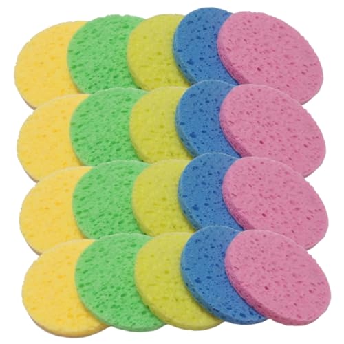 HAMPPLIES 30 Stck Teiliges Runde Gesichtsreinigungsschwämme aus Holzfaserkern Sanftes Abschminken und Porenreinigung Handliche Leichte Makeup Entferner Schwämme für Damen und Reisen von HAMPPLIES