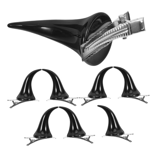 HAMPPLIES 4 Paare Gothic Ox Horn Haarspangen Langlebige Teufelshorn Haarklammern Stilvolle Halloween Cosplay Haarschmuck für Mädchen Einfach Anzubringen Dekorative Clips für Karneval Party von HAMPPLIES