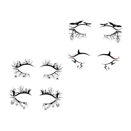 HAMPPLIES 4 Paare Halloween Eyeliner Sticker Selbstklebend Spinne Fledermaus Horror Augenaufkleber Leicht Tragbar Party Make Up Zubehör von HAMPPLIES