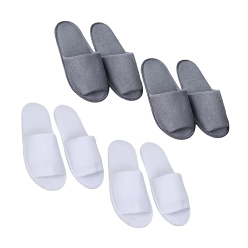 HAMPPLIES 4 Paare Herren Einweg Hausschuhe Faltbar Leicht und Atmungsaktiv Offene Zehen Tragbar für Hotel Reise Spa Rutschfest Komfortabel in Weiß und von HAMPPLIES