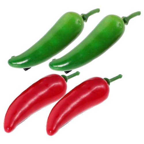 HAMPPLIES 4 STÜCKE Teiliges Gemüse Haarnadeln mit Chili pfeffer Motiv Langlebige Alligator Haarspangen aus Kunststoff Sicherer Halt Modisches Haarzubehör für Mädchen und Frauen Vielseitig von HAMPPLIES