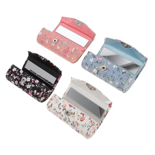 HAMPPLIES 4 STÜCKE Teiliges Lippenstift Aufbewahrungsset mit Besticktem Muster Langlebige Kosmetik Organizer Boxen in Blau und Rosa Stilvolle Geschenkverpackung für Lippenstift und Make Up von HAMPPLIES
