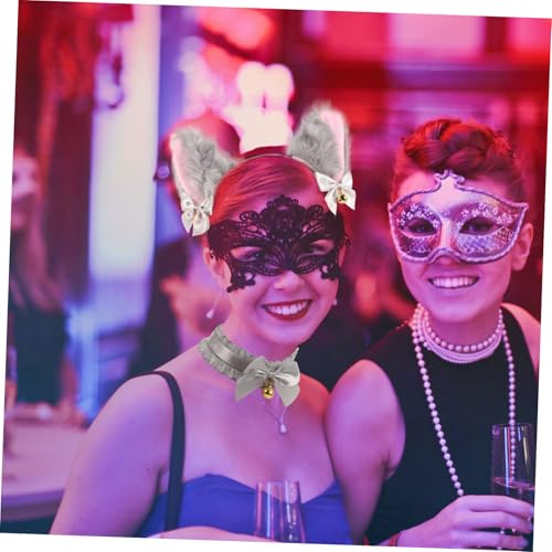 HAMPPLIES 4 Sätze Teiliges Katzenohren Haarreif und Set mit Glöckchen Langlebiges Material Komfortabel Geeignet für Karneval Festival Party Süßes Accessoire von HAMPPLIES