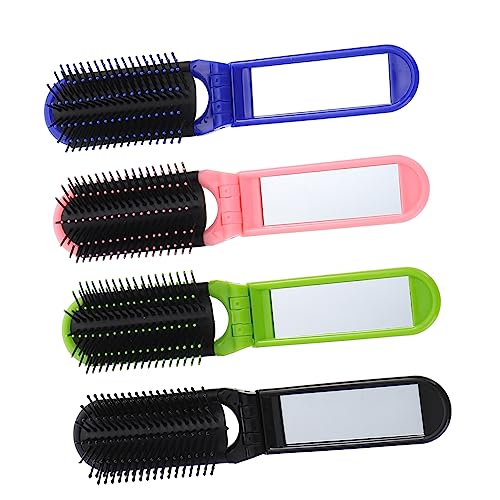 HAMPPLIES 4 Stück Faltbare Haarbürste mit Spiegel Kompakte Reisekämme für Damen für Handtaschen Fördert Gesundes Haarwachstum und Haarbruch von HAMPPLIES