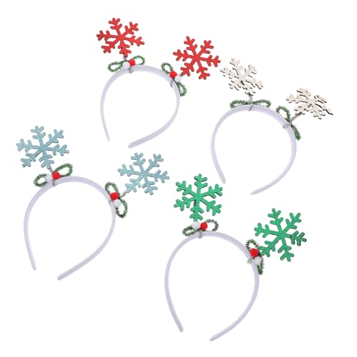 HAMPPLIES 4stücke Schneeflocken-stirnbänder Für Damen Festive Haaraccessoires Mit Glitzerakzenten Winter-party-kopfbedeckung Schneeflocken-haarschmuck Für Weihnachtsfeiern von HAMPPLIES