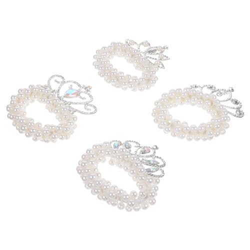 HAMPPLIES 4stücke Perlen Haar Ringe Crown Decor Haarschmuck Elastische Pferdeschwanz Inhaber Haargummi Für Frauen Zubehör von HAMPPLIES
