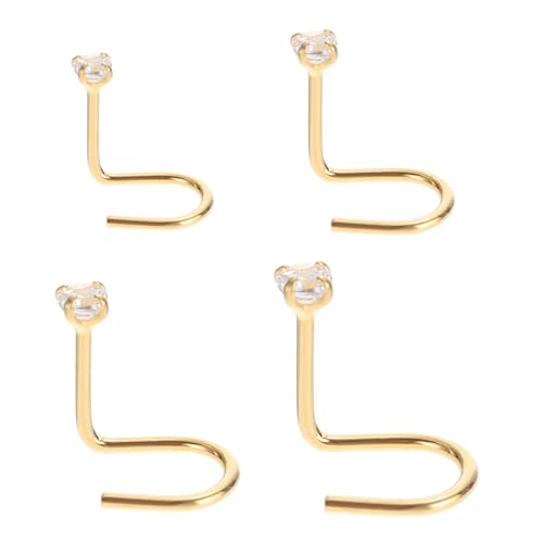 HAMPPLIES 4 Stück Sterling Silber Nasenringe Teilig mit Zirkonia Nasenstecker Piercing Schmuck Langlebig Rostfrei Modisch für Damen und Herren Alltag Party von HAMPPLIES