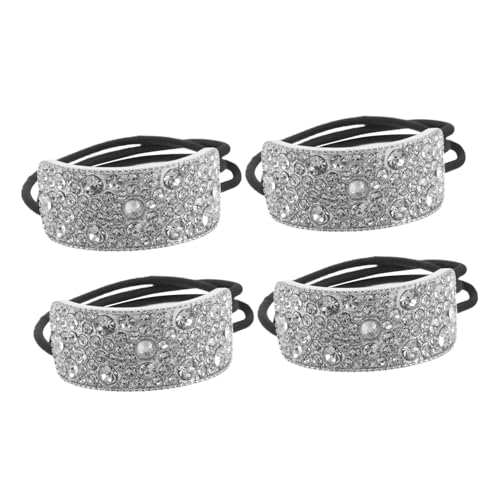 HAMPPLIES 4 Stück Strass Haargummis Elastisch Funkelndes Pferdeschwanzhalter Haarschmuck Damen Mädchen für Sport Party Hochzeit von HAMPPLIES