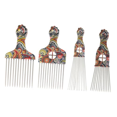 HAMPPLIES 4 Stück Teiliges Afro Haarkämme mit Breiten Zähnen Sanfter Entwirrkamm für Lockiges und Glattes Haar Bequemes Styling für Damen bei Alltag Party und Feierlichkeiten von HAMPPLIES