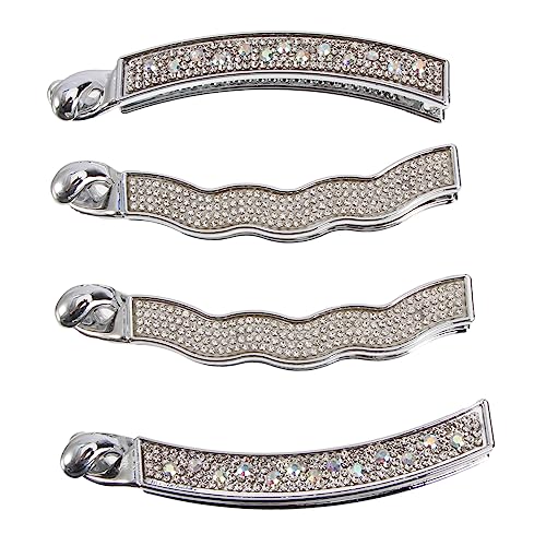 HAMPPLIES 4 Stück Teiliges Bananenhaarspangen mit Strassbesetzten Gezahnten Clips für Damen Rutschfest Langlebig Modisches Design für Pferdeschwanz und Festliches Styling von HAMPPLIES
