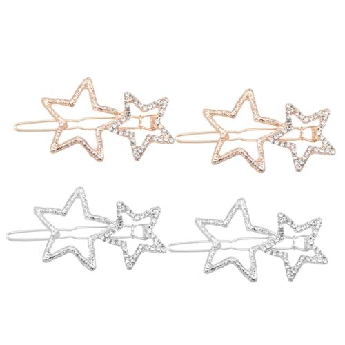 HAMPPLIES 4 Stück Teiliges Geometrische Haarklammern aus Legierung mit Funkelnden Strasssteinen Modische Haarspangen für Frauen und Mädchen Gold Silberfarbene Dekorative Haaraccessoires für von HAMPPLIES