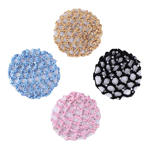 HAMPPLIES 4 Stück Teiliges Haarnetz aus Polyester Elastisches Haarnetz für Dutt Haare Dünnmaschig und Angenehm Geeignet für Ballett Tanz Professionelle Hochsteckfrisuren Damen Haar von HAMPPLIES