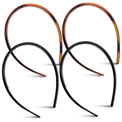 HAMPPLIES 4 Stück Teiliges Haarreifen Langlebigem Elastische Geruchsfreie Stirnbänder in Schwarz und Schildpatt Modische Haarschmuck accessoires für Frauen und Mädchen Wiederverwendbar und von HAMPPLIES