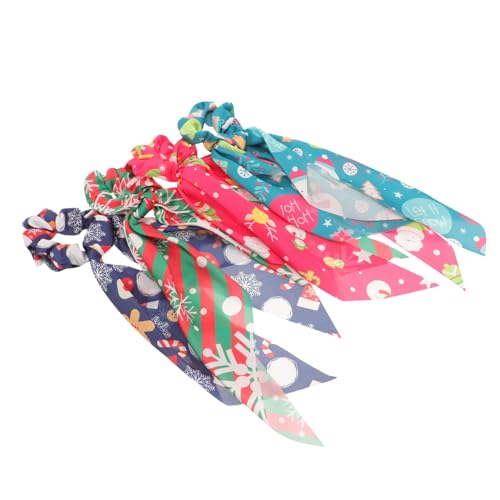 HAMPPLIES 4 Stück Teiliges Haarring mit Elastischem Weihnachtsband Weihnachtliche Haargummis mit Weicher Dehnbarer Struktur Festhaltend und Dekorativ für Mädchen Party und Alltagslook von HAMPPLIES